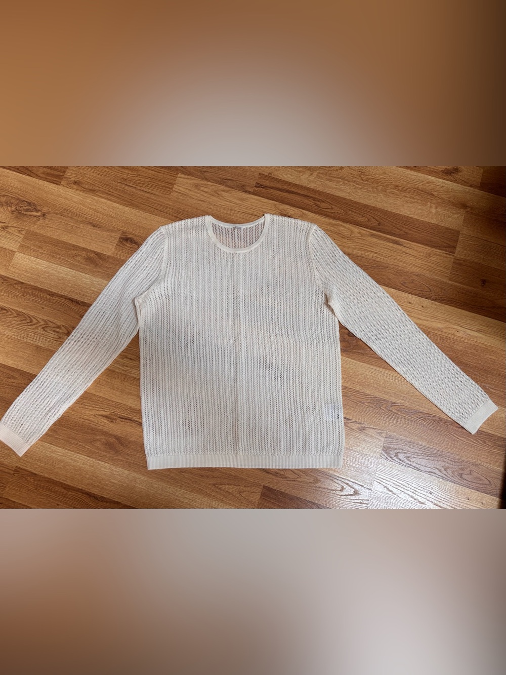 Uniqlo Cream Cable Knit Wool Acrylic Blend Long Sleeve Mesh Top Women’s Small
